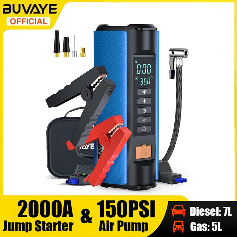 BUVAYE Car Jump Starter Air Pump