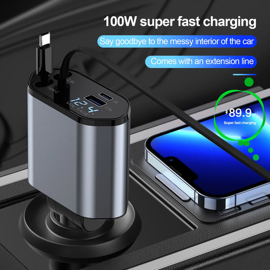 4 in 1 Retractable Car Charger.